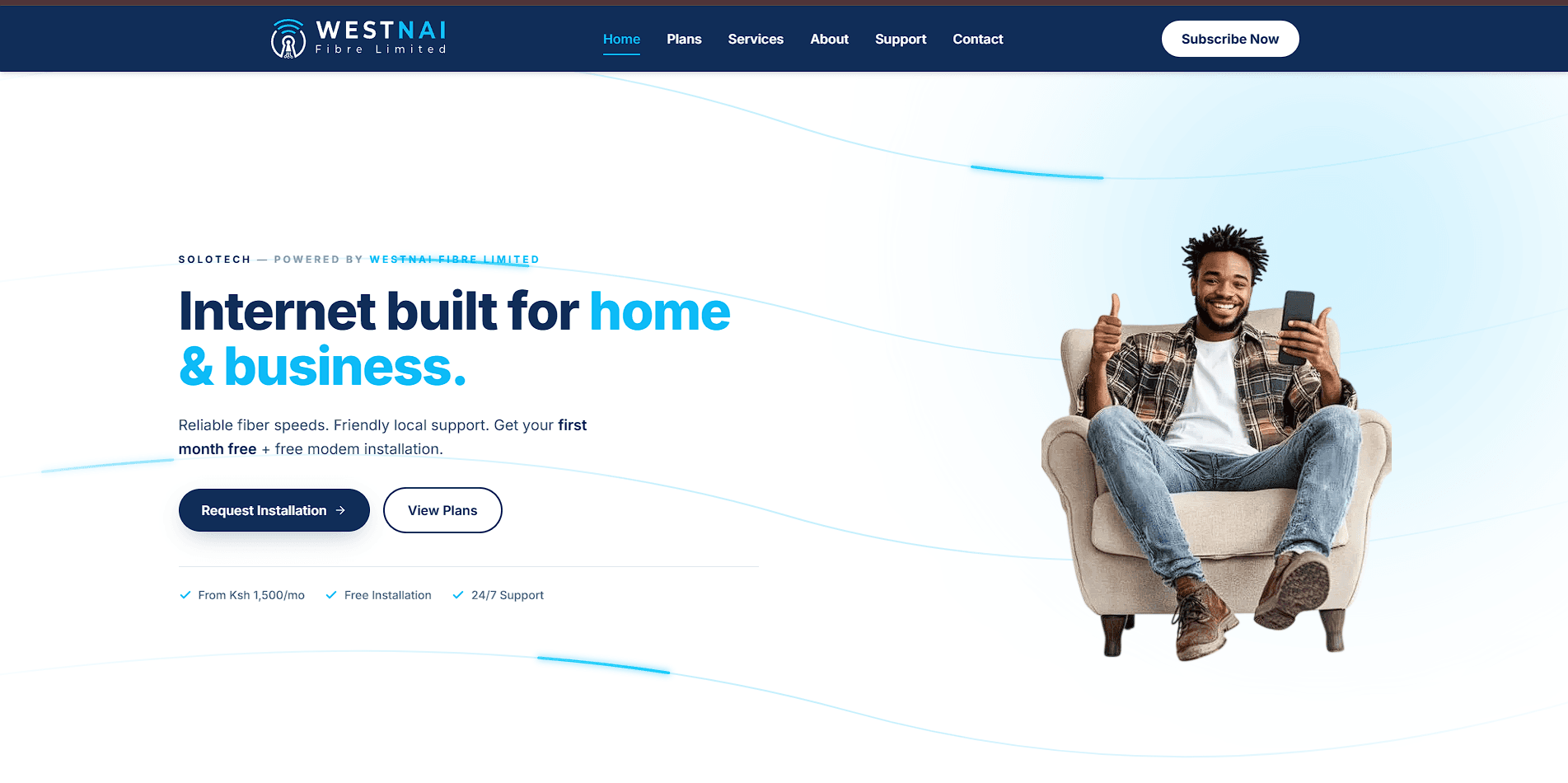 Westnai Fibre Limited – Website Development, Logo Design & Business Card for a Growing Nairobi ISP
